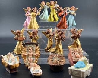 Italian angels and baby Jesus nativity cradles