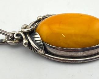 Sterling butterscotch amber pendant
