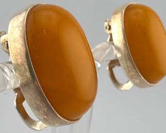 Sterling butterscotch amber earrings
