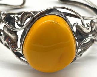 Sterling butterscotch amber cuff
