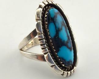 Native American signed sterling turquoise ring