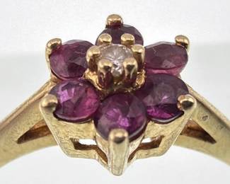 Ruby and diamond ring, size 6.5