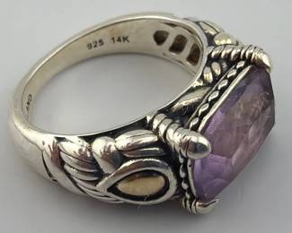 John Hardy sterling, 14kt amethyst ring