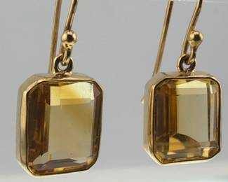 9kt cushion cut citrine earrings