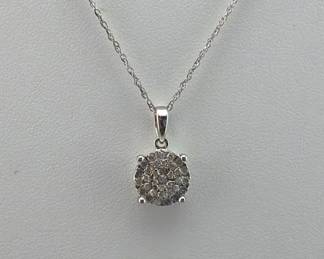 Sterling diamond pendant necklace