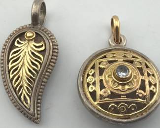 18kt and sterling pendants