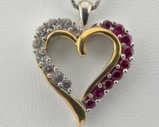 14kt sterling ruby heart necklace