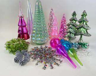 Glass, faux mercury trees