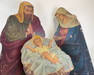 3 piece vintage plywood Nativity scene