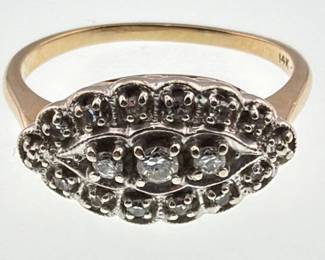 14kt diamond cluster princess ring