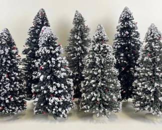 Assortment of Byers' Choice flocked trees