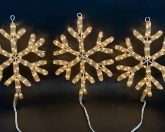 Three 12"diam electric snowflake lights