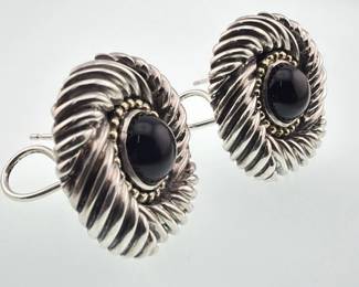 David Yurman 14kt, sterling, onyx earrings