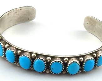 Sterling Native American turquoise cuff