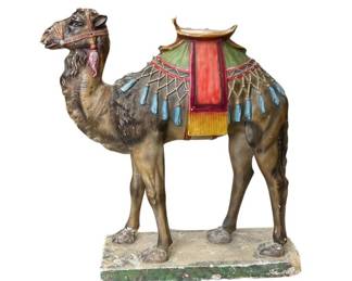 Monumental painted plaster camel sculpture