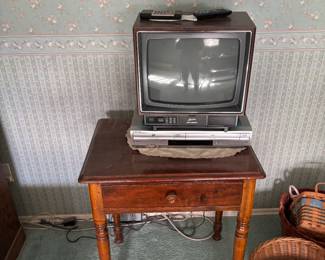 Table and tv with vcr