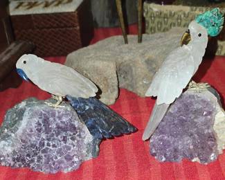 Quartz Birds on Amythest Rocks