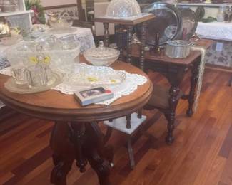 Antique Wooden Tables 1 Square and 1 Oval