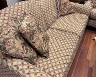 2 Matching plaid 2 seater comfy couch with throw pillows