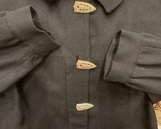 Black Evening Coat and GORGEOUS Rhinestone and Gold Antique Buttons