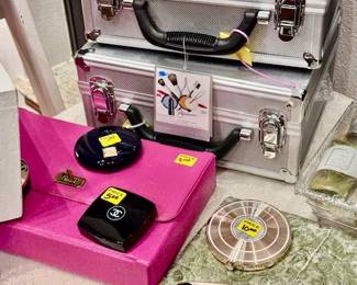 Make up cases and Pink traveling mirror with plug 