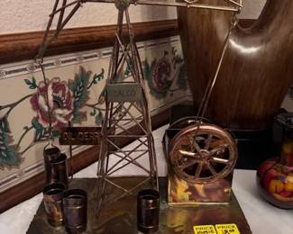 Vintage Brass and Copper Texas  Oil Rig music box