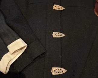 Beautiful vintage buttons Black evening Coat