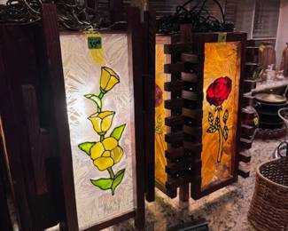 Two 60's handmade flower hanging swag chain lamps just for you