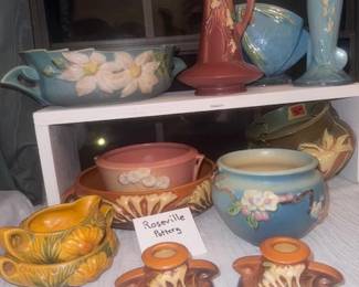  Unique Pieces of Roseville in beautiful colors and very detailed flowers