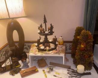 Tall wooden one -of -a-kind  Lamp