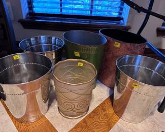 small office  and bathroom trash cans