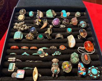 Sterling and Native American ring selection