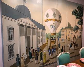 8 panel hand painted screen 96” tall x 120” long ca. 1970