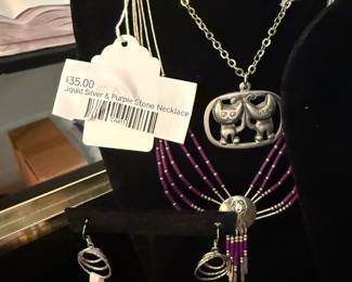 Jquid Silver & Purple Stone Necklace 