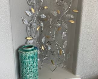 Decorative vase and metal wall art