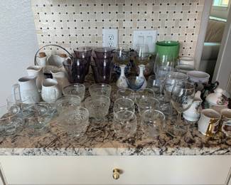 Glassware, collectibles and planters