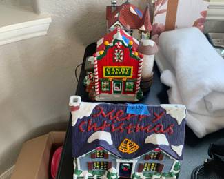 Christmas village houses with lights