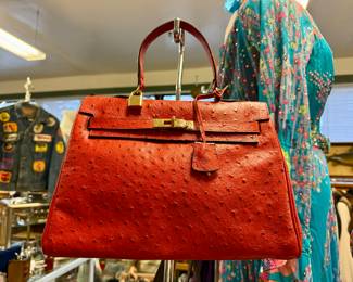 Vintage Sabatier Ostrich Kelly style bag made in France.