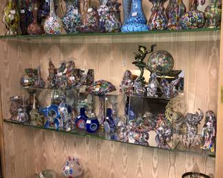 A large selection of Venetian Murano Millefiori glass Fratelli Toso glass