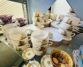 Japanese lithophane cups luncheon set
