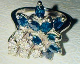 14k diamond and sapphire cocktail ring.