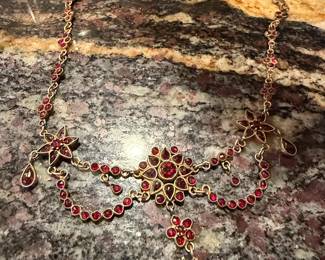 Victorian Bohemian garnet festoon style necklace.
