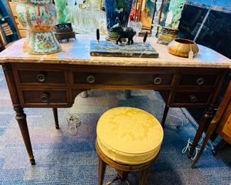 Marble top vanity bench not included, bench pictured is a piano bench