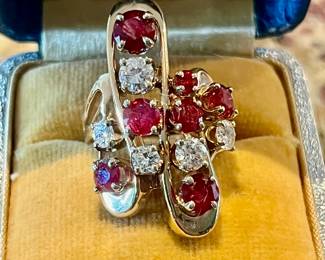 Estate diamond, ruby ring