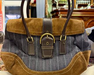 Coach Soho Denim Pinstripe & Suede 9532 Shoulder Bag.