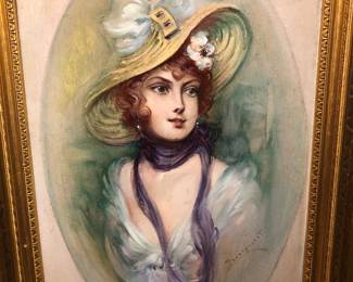 Oil on panel of a lovely lady, probably Hungarian 