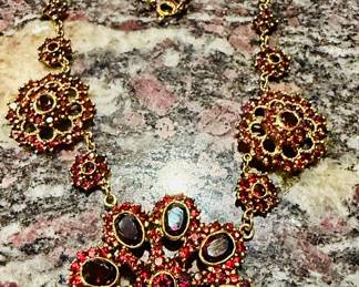 Vintage sterling bohemian garnet necklace.