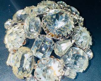 Large vintage Austrian crystal pin. Ca 1950s.