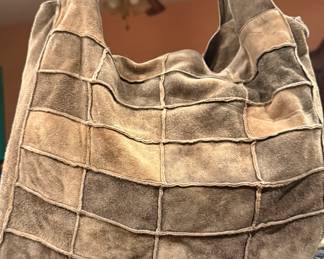 Chanel Brown Suede Patchwork Shopper Tote Bag .