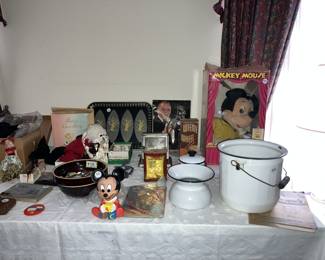 Vintage table assorted items